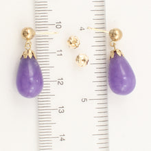 Load image into Gallery viewer, 1102122-Lavender-Jade-Pear-Drop-14k-Yellow-Gold-Earrings