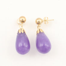Load image into Gallery viewer, 1102122-Lavender-Jade-Pear-Drop-14k-Yellow-Gold-Earrings