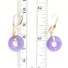 Load image into Gallery viewer, 1102402-14k-Yellow-Gold-Leverback-Donut-Lavender-Jade-Earrings