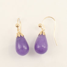 Load image into Gallery viewer, 1102632-14K-Yellow-Gold-Lavender-Jade-Dangling-Earrings