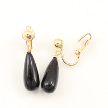 Load image into Gallery viewer, 1103331-Raindrop-Black-Onyx-Non-Pierced-Clip-Earrings