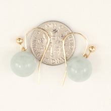 Load image into Gallery viewer, 1103634-Round-Celadon-Green-Jade-14K-Yellow-Gold-Hook-Earrings