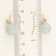 Load image into Gallery viewer, 1103634-Round-Celadon-Green-Jade-14K-Yellow-Gold-Hook-Earrings