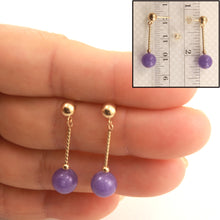 Load image into Gallery viewer, 1105002-14k-Gold-Ball-Twist-Tube-Lavender-Jade-Earrings