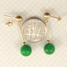 Load image into Gallery viewer, 1105003-14k-Gold-Ball-Twist-Tube-Green-Jade-Earrings
