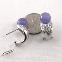 Load image into Gallery viewer, 1110137-14k-White-Gold-Diamonds-Lavender-Jade-Omega-Back-Earrings