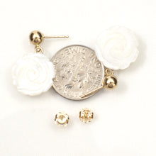 Load image into Gallery viewer, 1110260-Mother-of-Pearl-Rose-14K-Yellow-Gold-Earrings