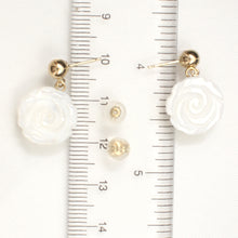 Load image into Gallery viewer, 1110260-Mother-of-Pearl-Rose-14K-Yellow-Gold-Earrings