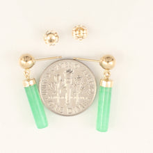 Load image into Gallery viewer, 1146703-14k-Yellow-Gold-Ball-Dangle-Green-Jade-Earrings