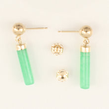 Load image into Gallery viewer, 1146703-14k-Yellow-Gold-Ball-Dangle-Green-Jade-Earrings