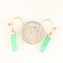Load image into Gallery viewer, 1156703-Green-Jade-14k-Yellow-Gold-Fish-Hook-Dangle-Earrings