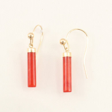 1156704-14k-Yellow-Gold-Fish-Hook-Red-Jade-Dangle-Earrings