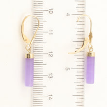 Load image into Gallery viewer, 1166702-14k-Yellow-Gold-Leverback-Dangle-Lavender-Jade-Earrings