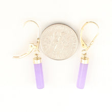Load image into Gallery viewer, 1166702-14k-Yellow-Gold-Leverback-Dangle-Lavender-Jade-Earrings