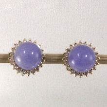 Load image into Gallery viewer, 1189992-14k-Yellow-Gold-Diamond-Lavender-Jade-Stud-Earrings