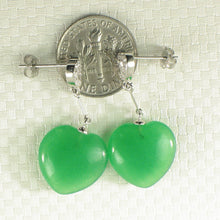 Load image into Gallery viewer, 1198638- Diamonds-14k-White-Gold-Heart-Green-Jade-Dangle-Stud-Earrings