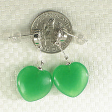 Load image into Gallery viewer, 1198638- Diamonds-14k-White-Gold-Heart-Green-Jade-Dangle-Stud-Earrings