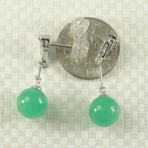 1198643-14k-White-Gold-Diamond-8mm-Beads-Green-Jade-Dangle-Earrings