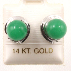 1198678-14k-White-Gold-Unique-Design-Diamond-Green-Jade-Stud-Earrings
