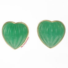 Load image into Gallery viewer, 1198903-14k-Yellow-Gold-Shell-Heart-Shaped-Green-Jade-Stud-Earrings