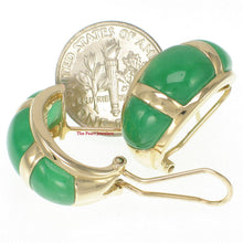 Load image into Gallery viewer, 1199203-14k-Yellow-Gold- Omega-Clip-Cabochon-Shaped-Green-Jade-Earrings
