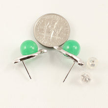 Load image into Gallery viewer, 1199838-14k-White-Solid-Gold-Green-Jade-Stud-Earrings