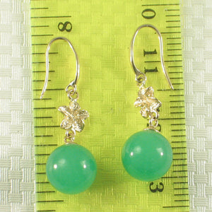 1199853-14k-Yellow-Gold-Hawaiian-Plumeria-Bead-Green-Jade-Hook-Earrings