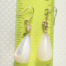 Load image into Gallery viewer, 1199854-14k-Yellow-Gold-Hawaiian-Plumeria-White-Mother-of-Pearl-Hook-Earrings