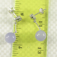 Load image into Gallery viewer, 1199932-14k-WG-Diamond-8mm-Beads-Lavender-Jade-Dangle-Earrings