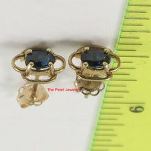 Load image into Gallery viewer, 1200031-14k-Yellow-Gold-Oval-Cut-Genuine-Blue-Sapphire-Stud-Earrings