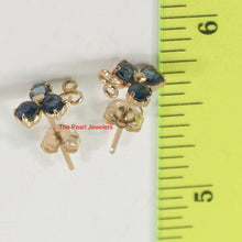 Load image into Gallery viewer, 1200081-14k-Yellow-Gold-Round-Cut-Genuine-Blue-Sapphire-Stud-Earrings