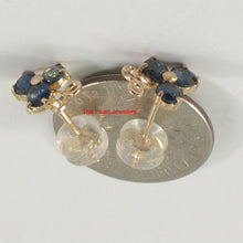 Load image into Gallery viewer, 1200081-14k-Yellow-Gold-Round-Cut-Genuine-Blue-Sapphire-Stud-Earrings