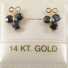 Load image into Gallery viewer, 1200081-14k-Yellow-Gold-Round-Cut-Genuine-Blue-Sapphire-Stud-Earrings