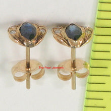 Load image into Gallery viewer, 1200091-14k-Yellow-Gold-Genuine-Marquise-Blue-Sapphire-Diamond-Stud-Earrings