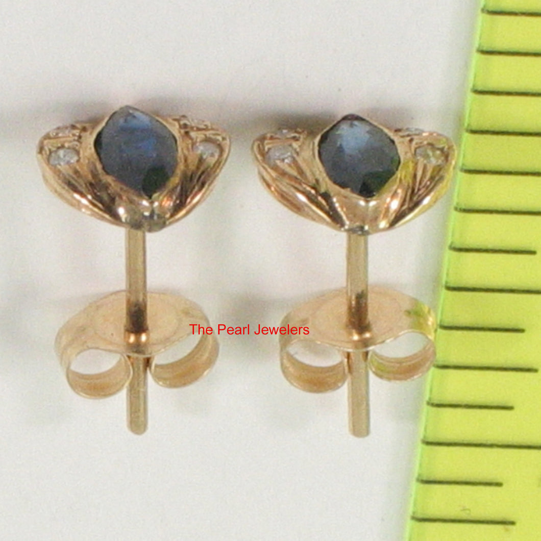 1200091-14k-Yellow-Gold-Genuine-Marquise-Blue-Sapphire-Diamond-Stud-Earrings