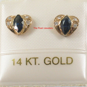 1200091-14k-Yellow-Gold-Genuine-Marquise-Blue-Sapphire-Diamond-Stud-Earrings