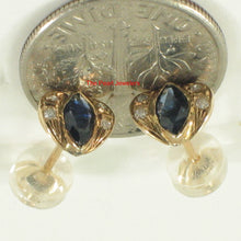 Load image into Gallery viewer, 1200091-14k-Yellow-Gold-Genuine-Marquise-Blue-Sapphire-Diamond-Stud-Earrings