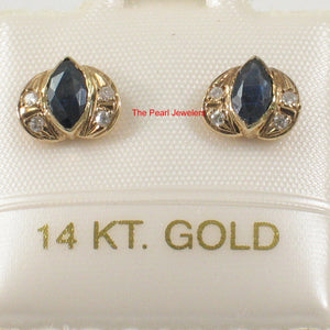 1200091-14k-Yellow-Gold-Genuine-Marquise-Blue-Sapphire-Diamond-Stud-Earrings