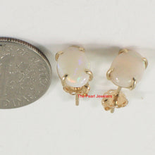 Load image into Gallery viewer, 1200130-14k-Yellow-Gold-Oval-Genuine-Australian-Opal-Stud-Earrings