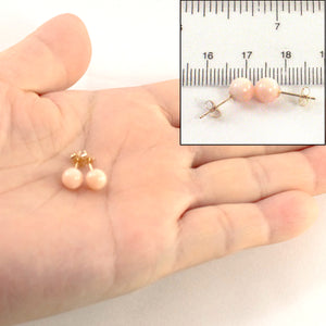 1300030-14k-Gold-6-6.5mm-Angel-Skin-Coral-Bead-Stud-Earrings