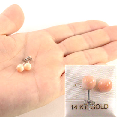 1300035-14k-White-Gold-6-6.5mm-Angel-Skin-Coral-Bead-Stud-Earrings