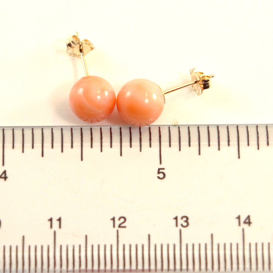 1300050-Simple-7.5-8mm-Coral-Balls-14k-Yellow-Gold-Stud-Earrings.