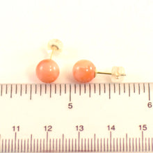 Load image into Gallery viewer, 1300050-Simple-7.5-8mm-Coral-Balls-14k-Yellow-Gold-Stud-Earrings.