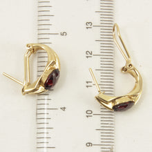 Load image into Gallery viewer, 1300073-14k-Yellow-Solid-Gold-Omega-Clip-Genuine-Garnet-Diamond-Earrings