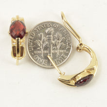 Load image into Gallery viewer, 1300073-14k-Yellow-Solid-Gold-Omega-Clip-Genuine-Garnet-Diamond-Earrings
