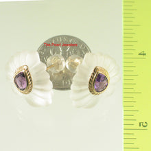 Load image into Gallery viewer, 1300113-14k-Yellow-Gold-Pear-Cut-Amethyst-Carved-Crystal-Stud-Earrings