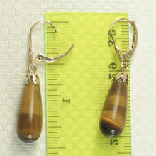 Load image into Gallery viewer, 1300141-14k-Yellow-Gold-Leverback-Cups-Genuine-Brown-Tiger-Eye-Dangle-Earrings
