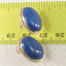 Load image into Gallery viewer, 1300164-14k-Solid-Yellow-Gold-Genuine-Oval-Cabochon-Lapis-Lazuli-Stud-Earrings