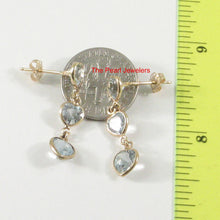 Load image into Gallery viewer, 1300223-14k-Yellow-Gold-Love-Heart-Blue-Topaz-Dangle-Stud-Earrings