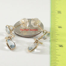 Load image into Gallery viewer, 1300223-14k-Yellow-Gold-Love-Heart-Blue-Topaz-Dangle-Stud-Earrings